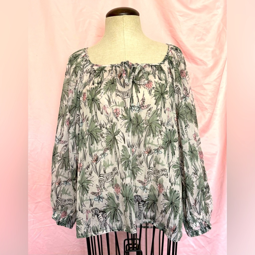 Sheer Zebra Print Top. Size M